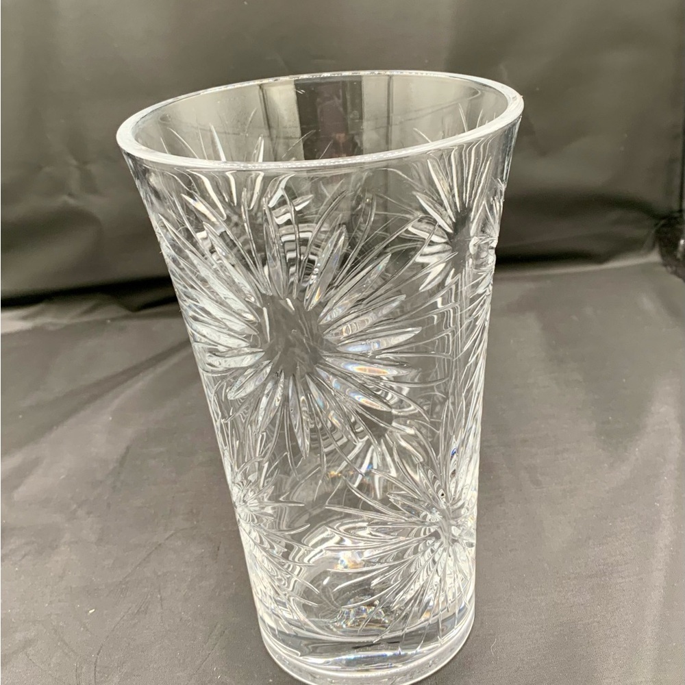 Vintage Large Pinwheel Cut Crystal Vase